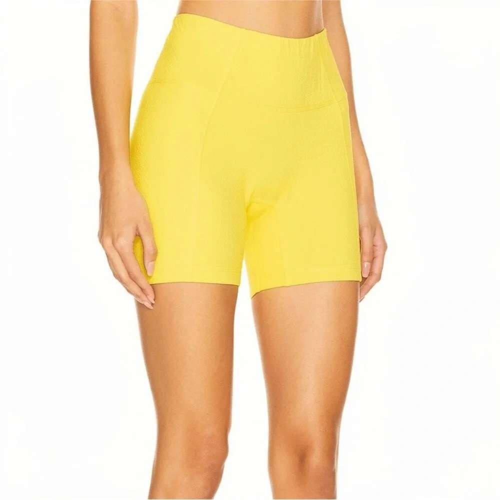 Cotton Citizen Milan Biker Shorts Yellow Women Small High Waist Cotton Modal USA